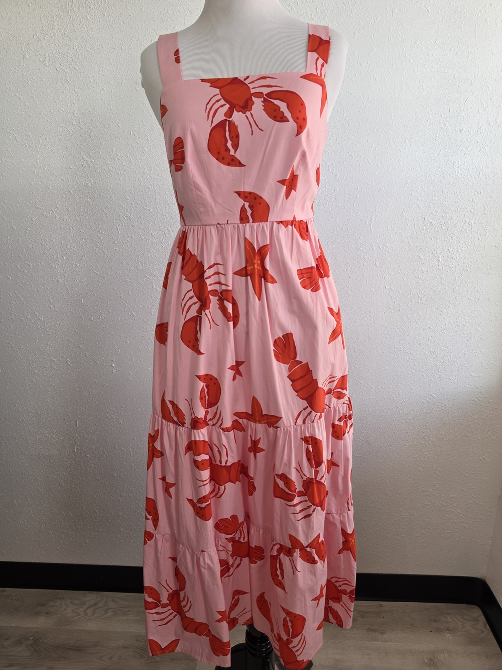 J.Crew Lobster Print Tiered Maxi Dress NWT Size 00